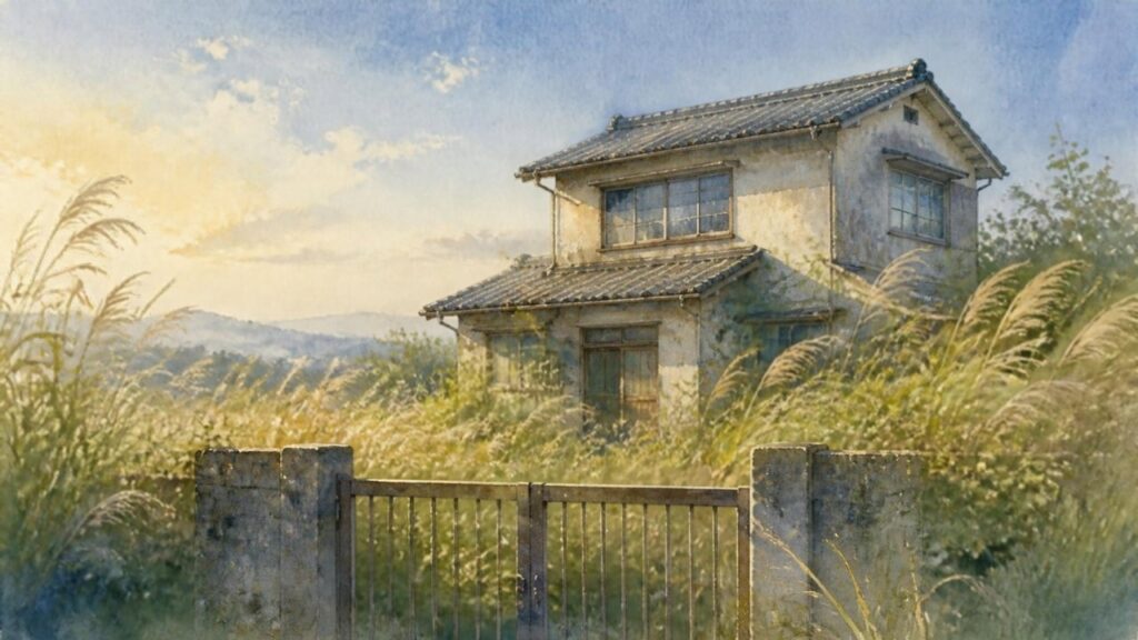 草が伸びた廿日市の空き家の庭のイメージ